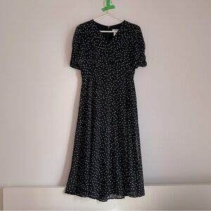 DKNY Midi Black Polka Dot Dress